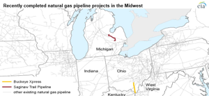 Source: U.S. Energy Information Administration, Natural Gas Pipeline Project Tracker Note: Map is as of March 11, 2021.