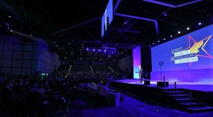 Attendees listen during the morning keynote session of the first day of the 23rd World Petroleum Congress in Houston on Monday.