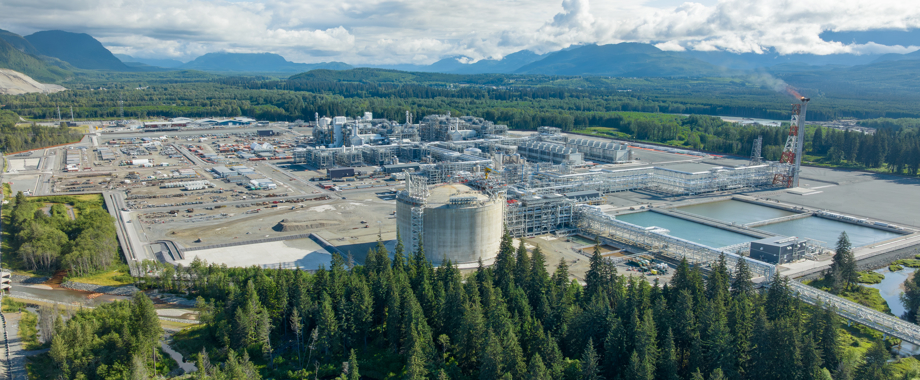 LNG Canada An Aerial View Of The LNG Canada Facility In Kitimat, British Columbia, Canada.